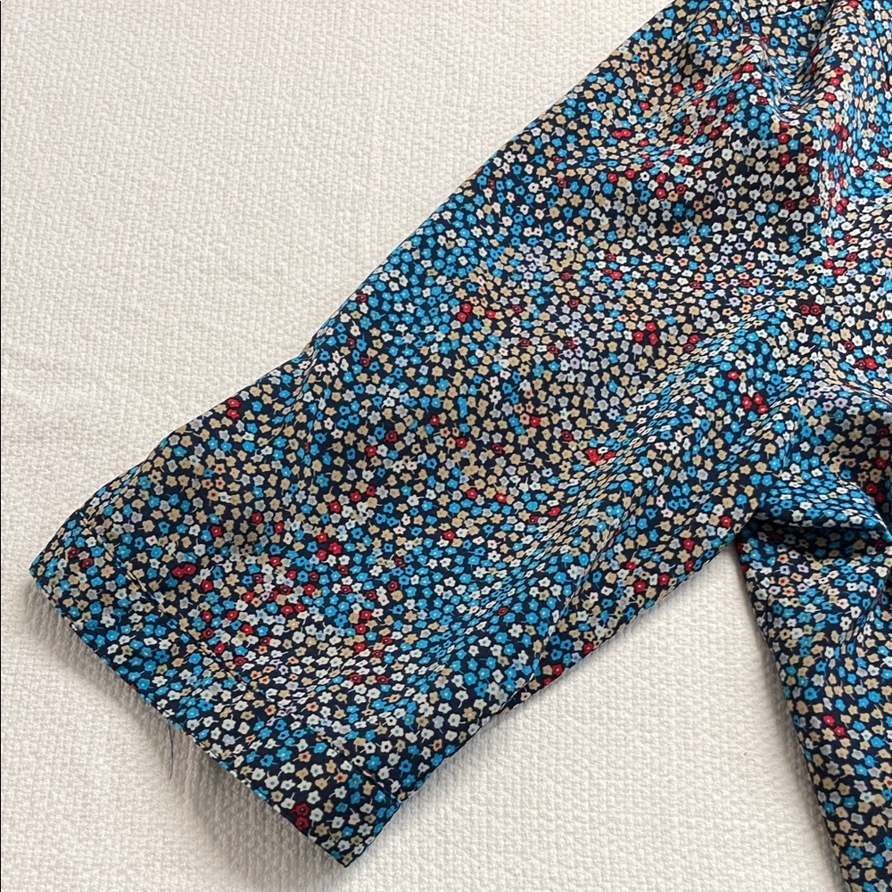 Catherines 2X Floral Blue Women's Top Maggie Barnes plus size blouse button-down - Picture 5 of 6